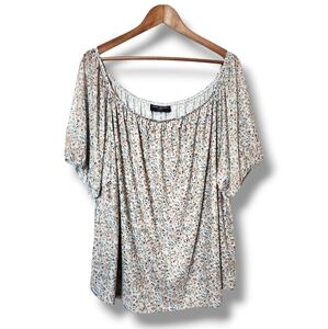 Lane Bryant Floral Print Short Sleeve Peasant Style Top | 26/28